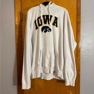 Iowa Hawkeye Stadium Athletics White Hoodie with Black Logo Accents